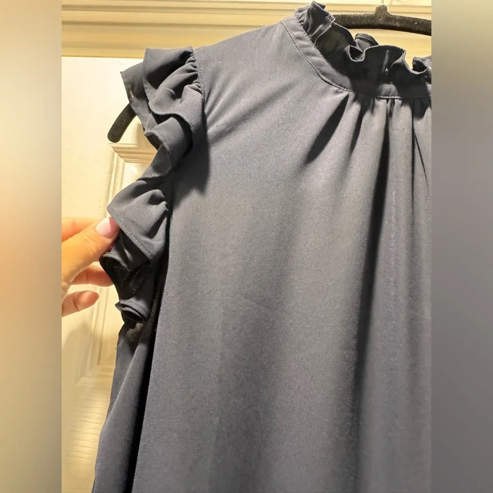Tahari Midnight Blue Ruffle Blouse
large - Picture 3 of 9